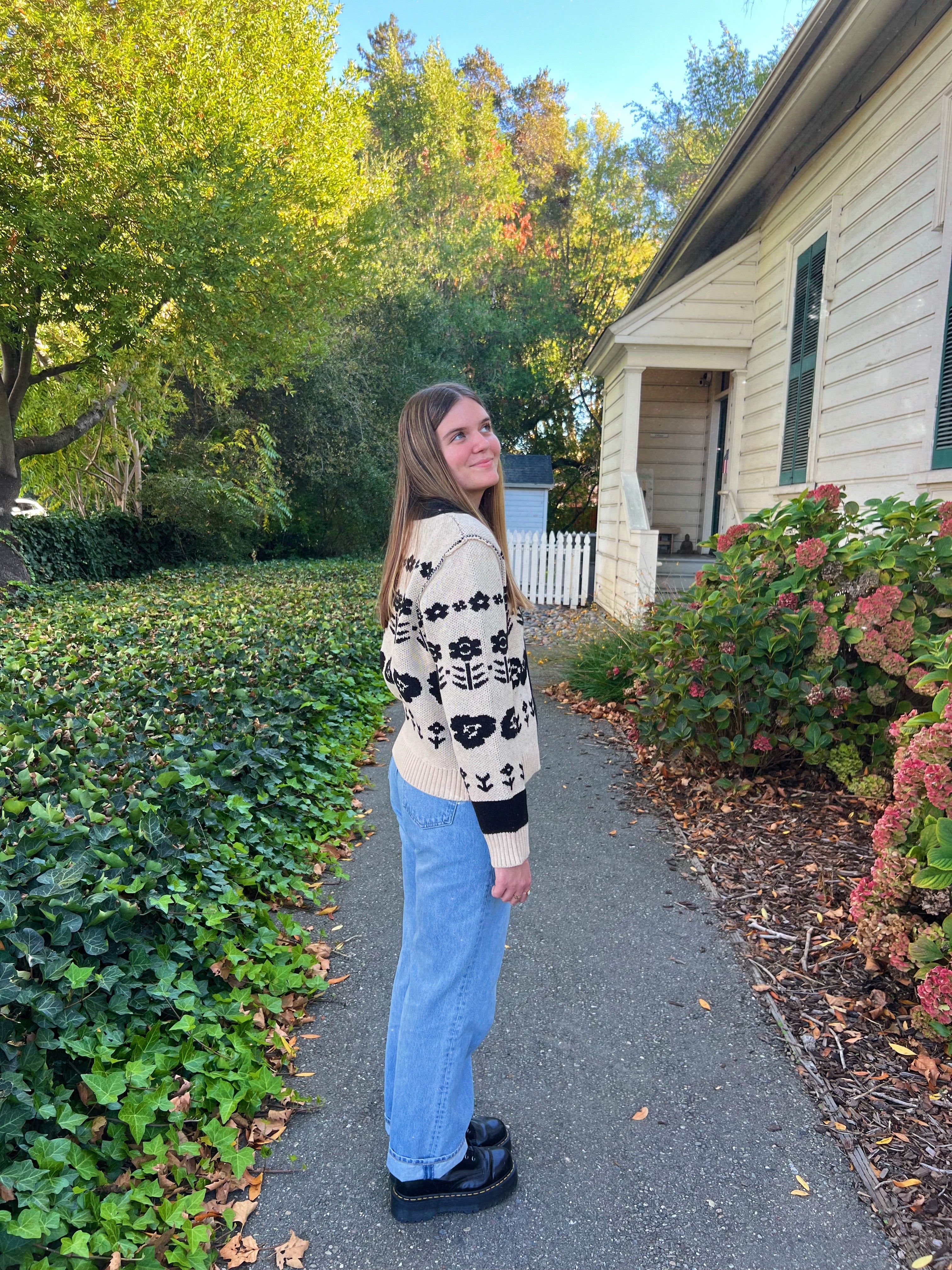 Front-Porch Floral Knit Cardigan