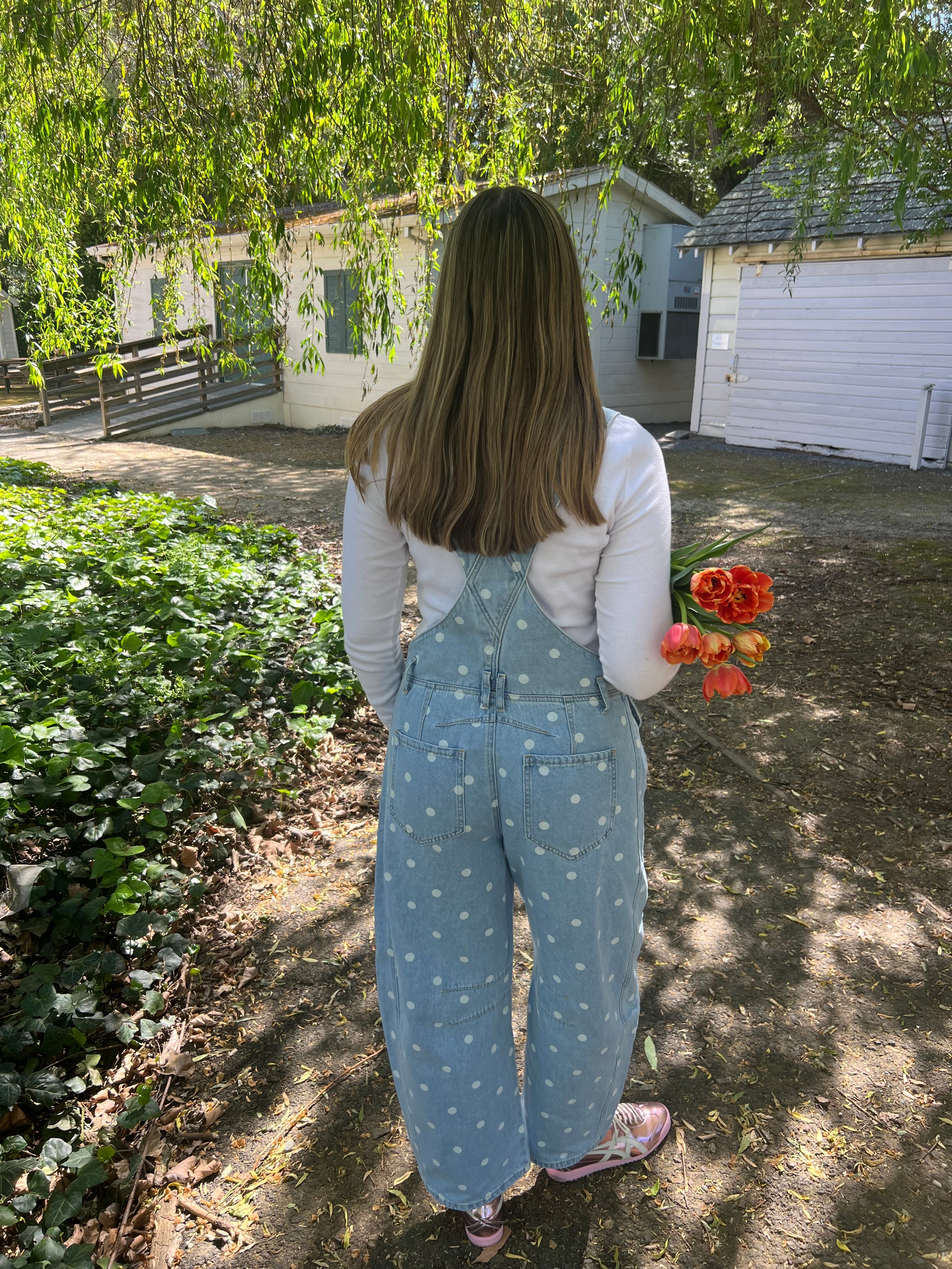 Sunday Stroll Polka Dot Barrel Overalls