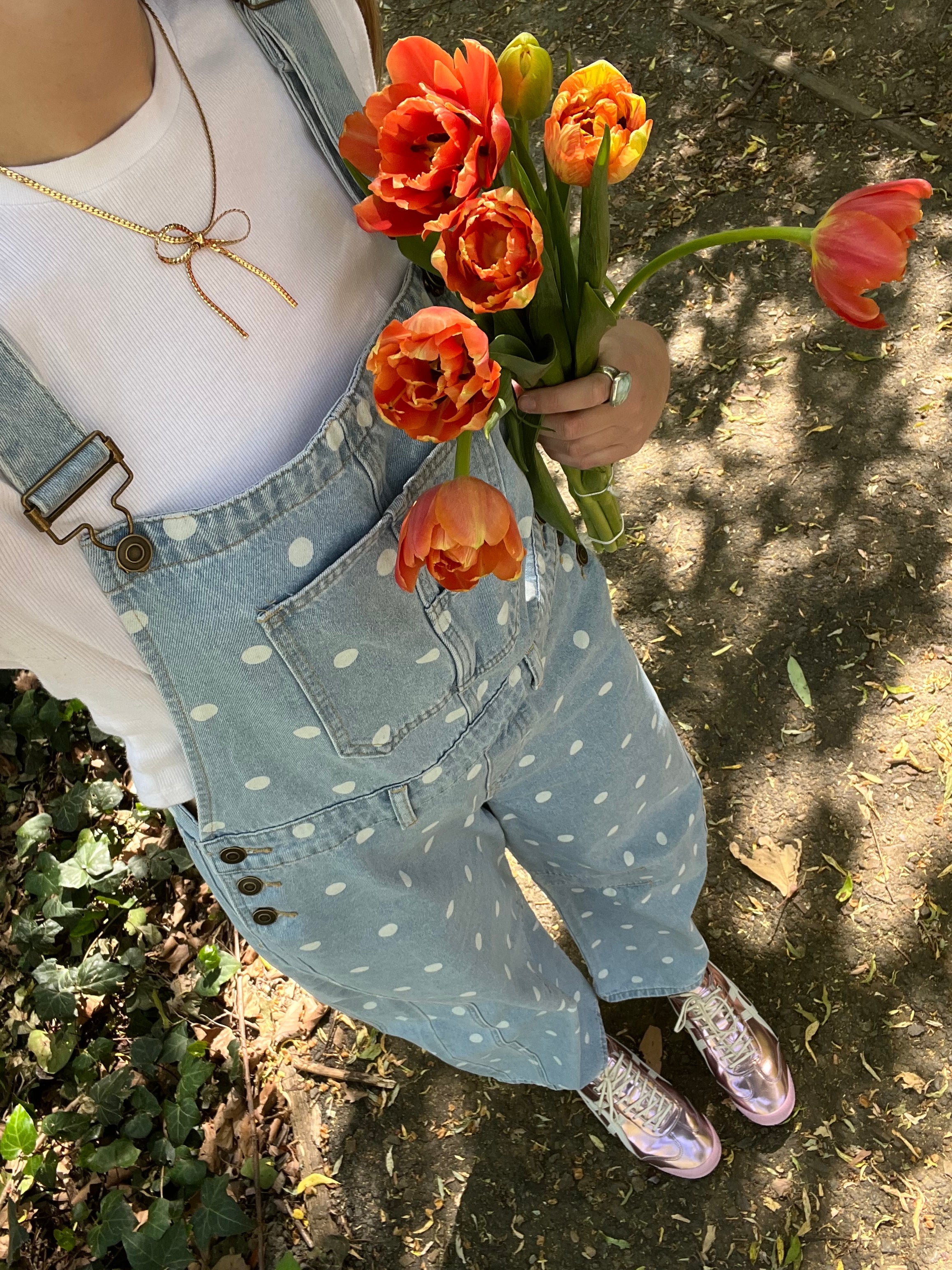 Sunday Stroll Polka Dot Barrel Overalls