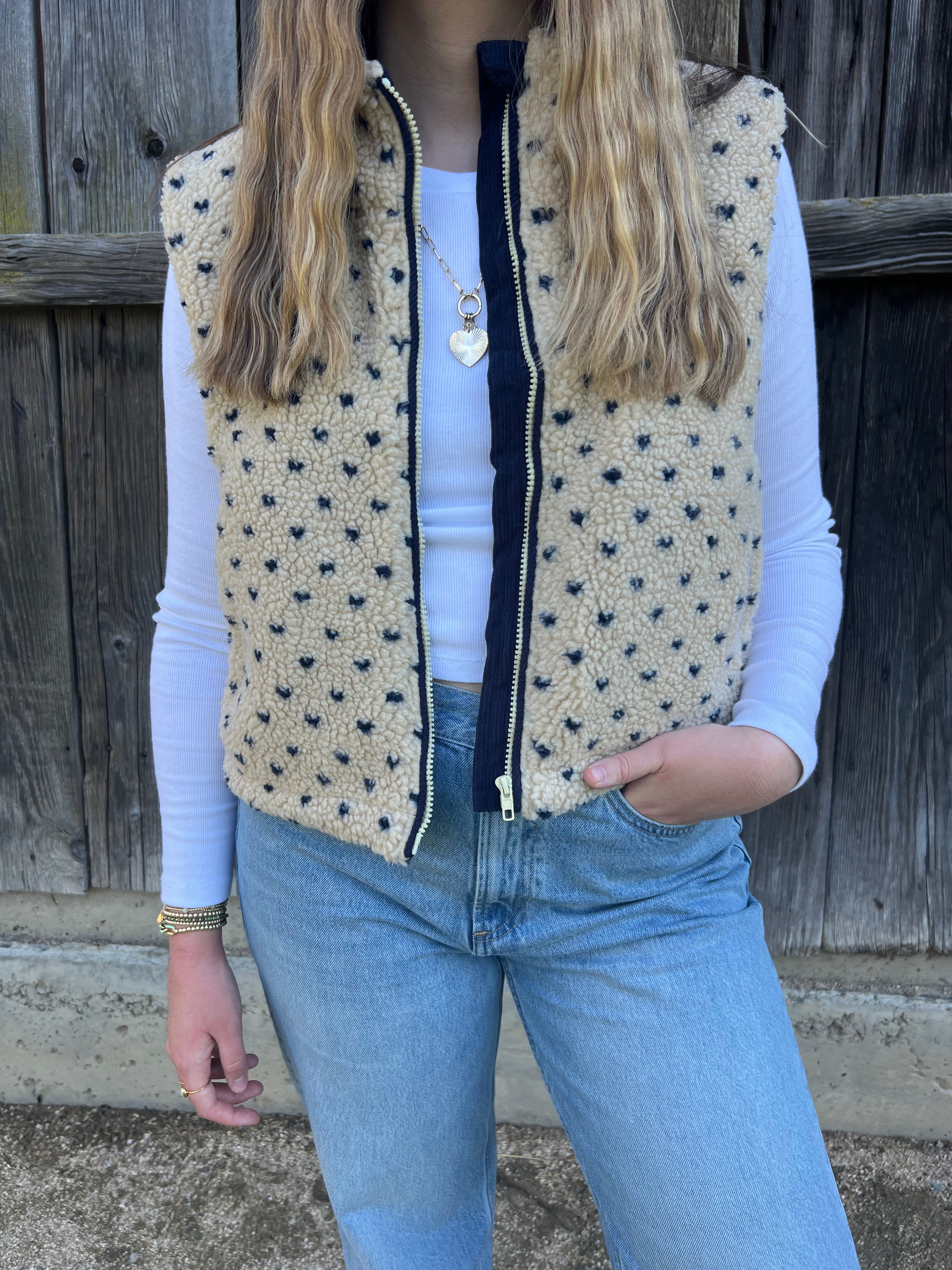 Morning Brew Heart Sherpa Vest