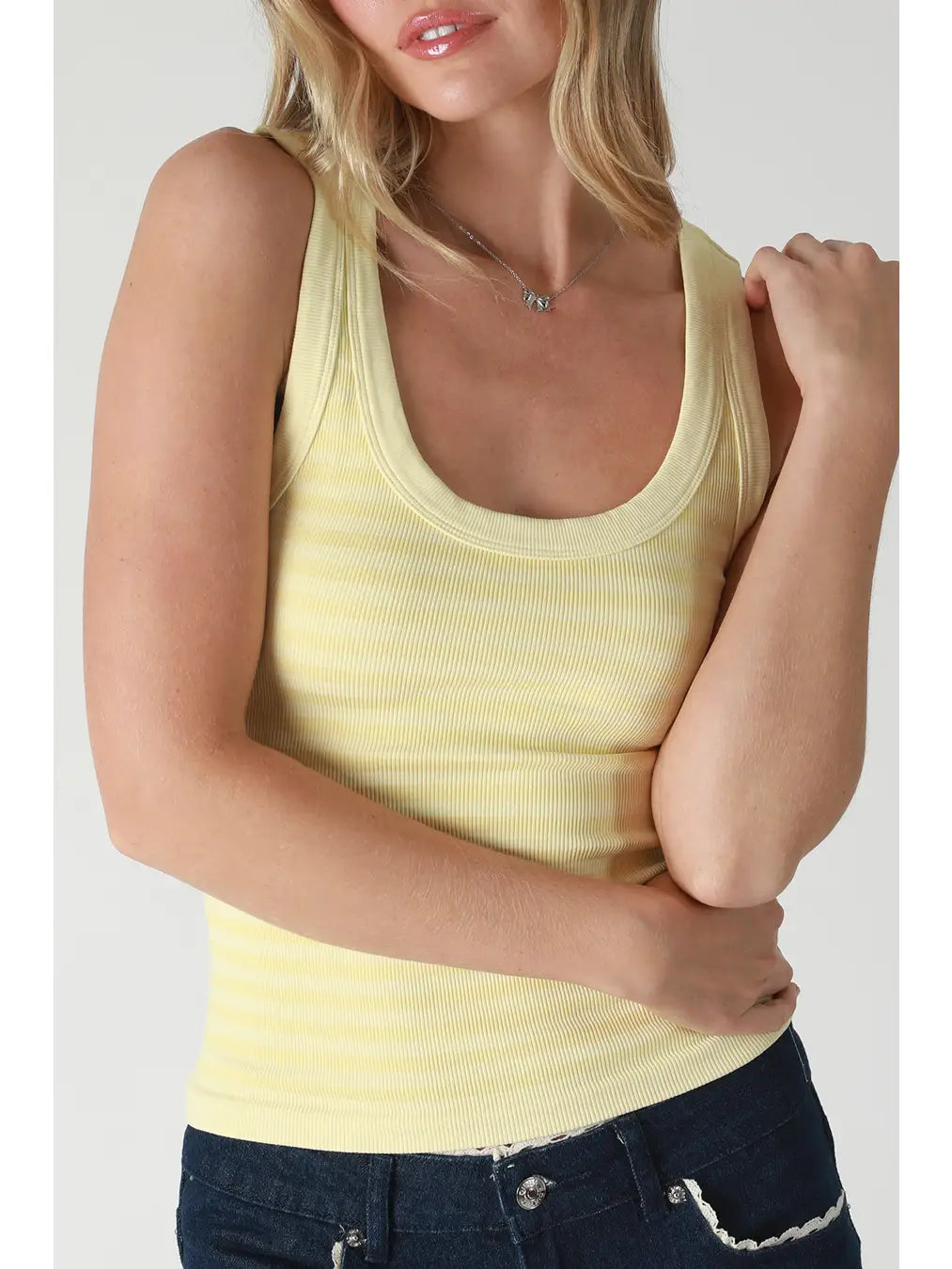 Striped Banana Yellow Stretchy Tank