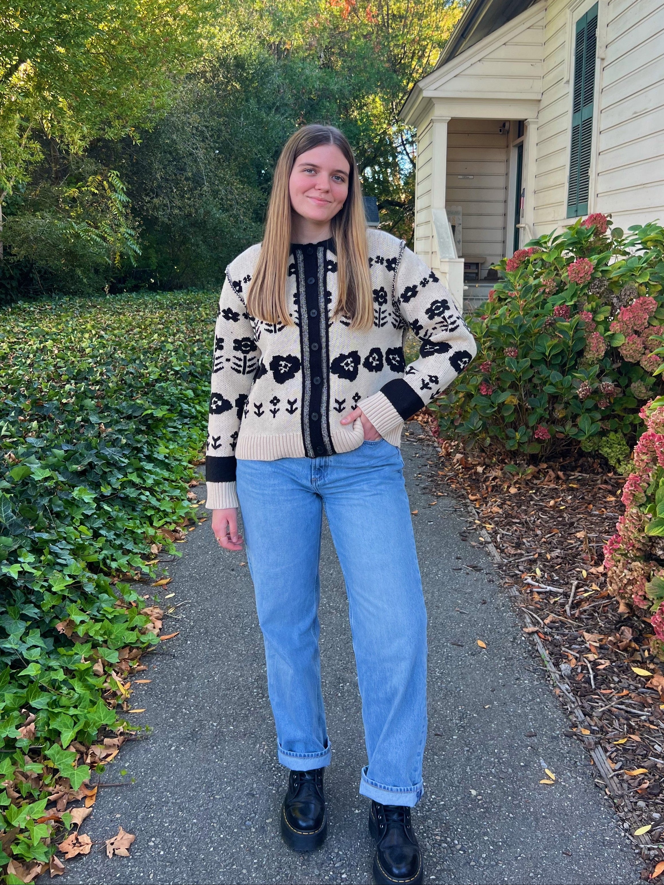 Front-Porch Floral Knit Cardigan