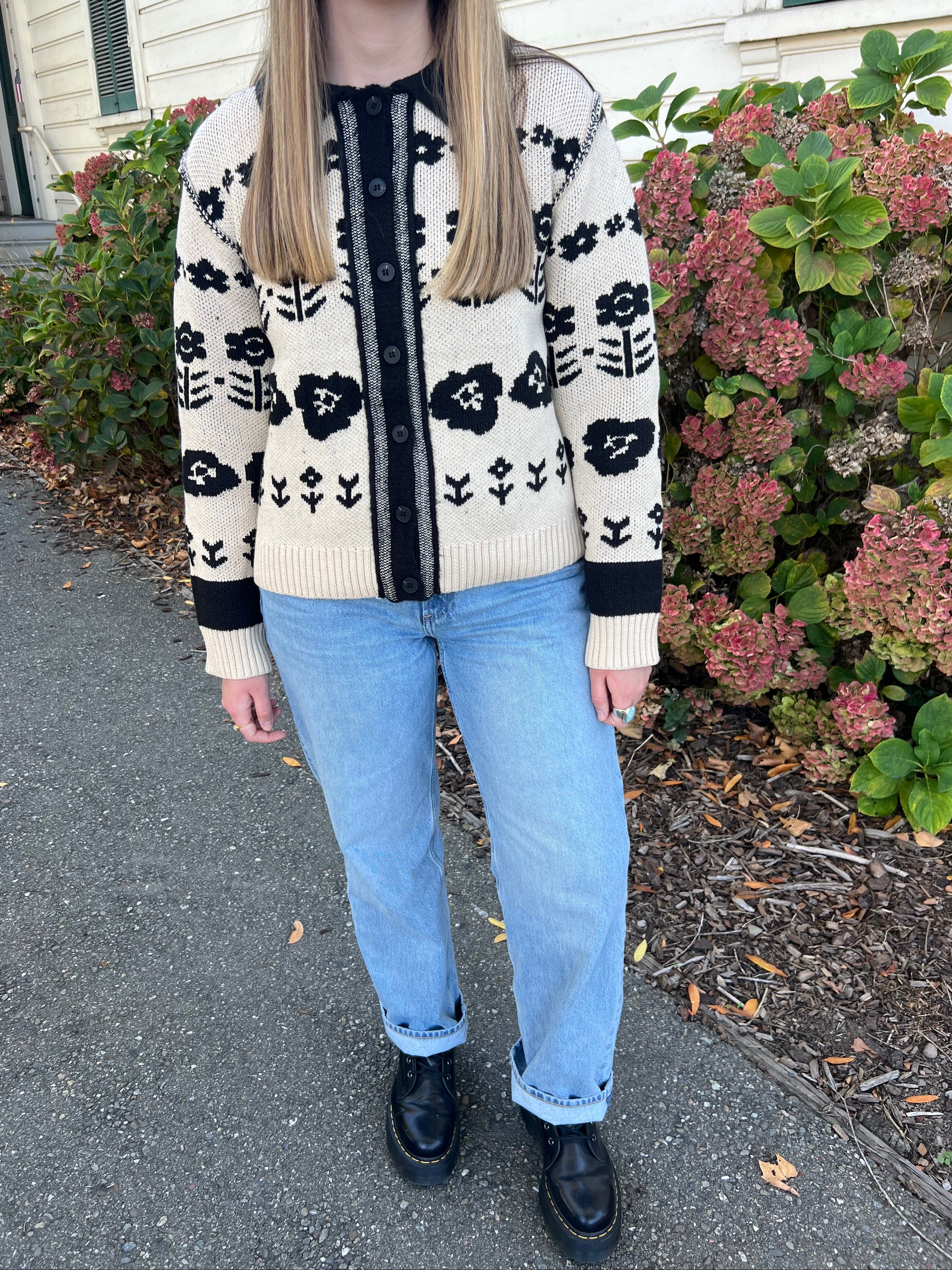 Front-Porch Floral Knit Cardigan