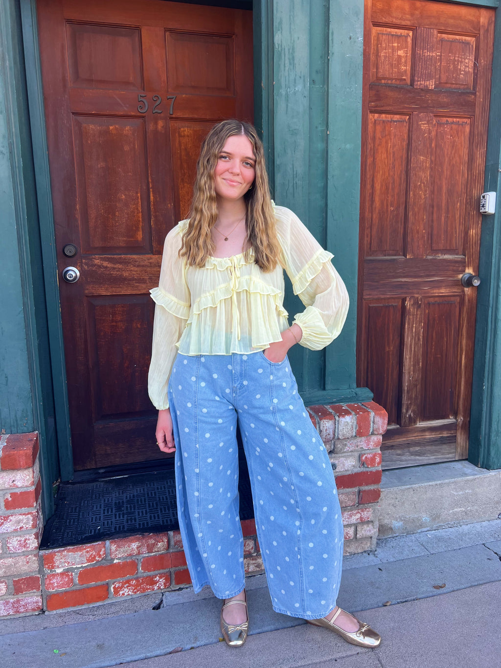 Sunday Stroll Polka Dot Barrel Jeans
