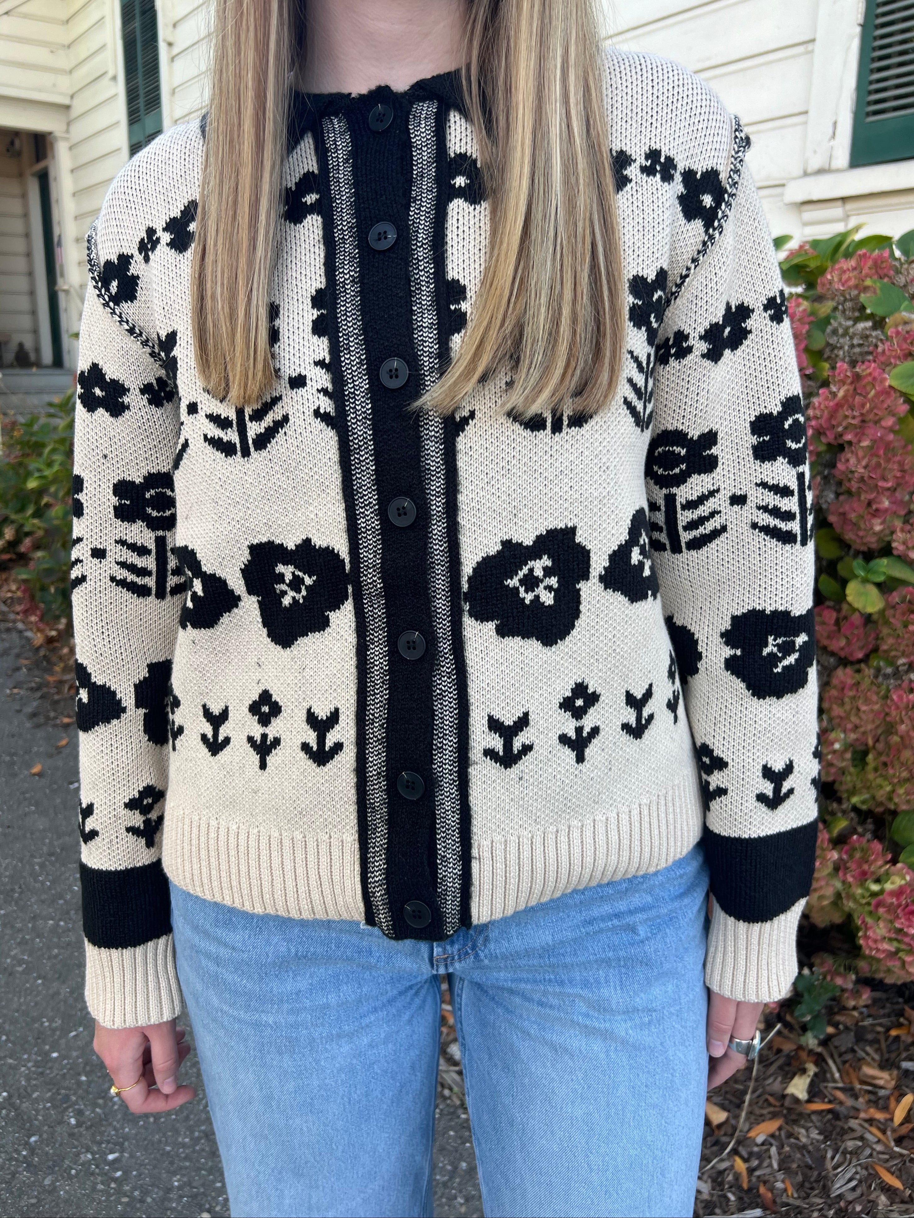 Front-Porch Floral Knit Cardigan