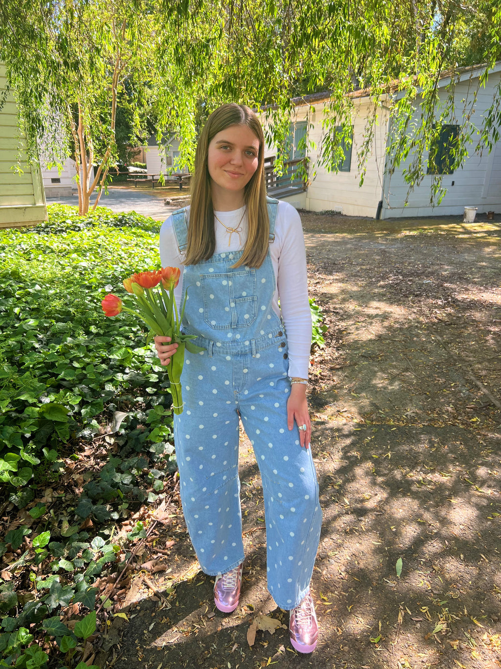 Sunday Stroll Polka Dot Barrel Overalls