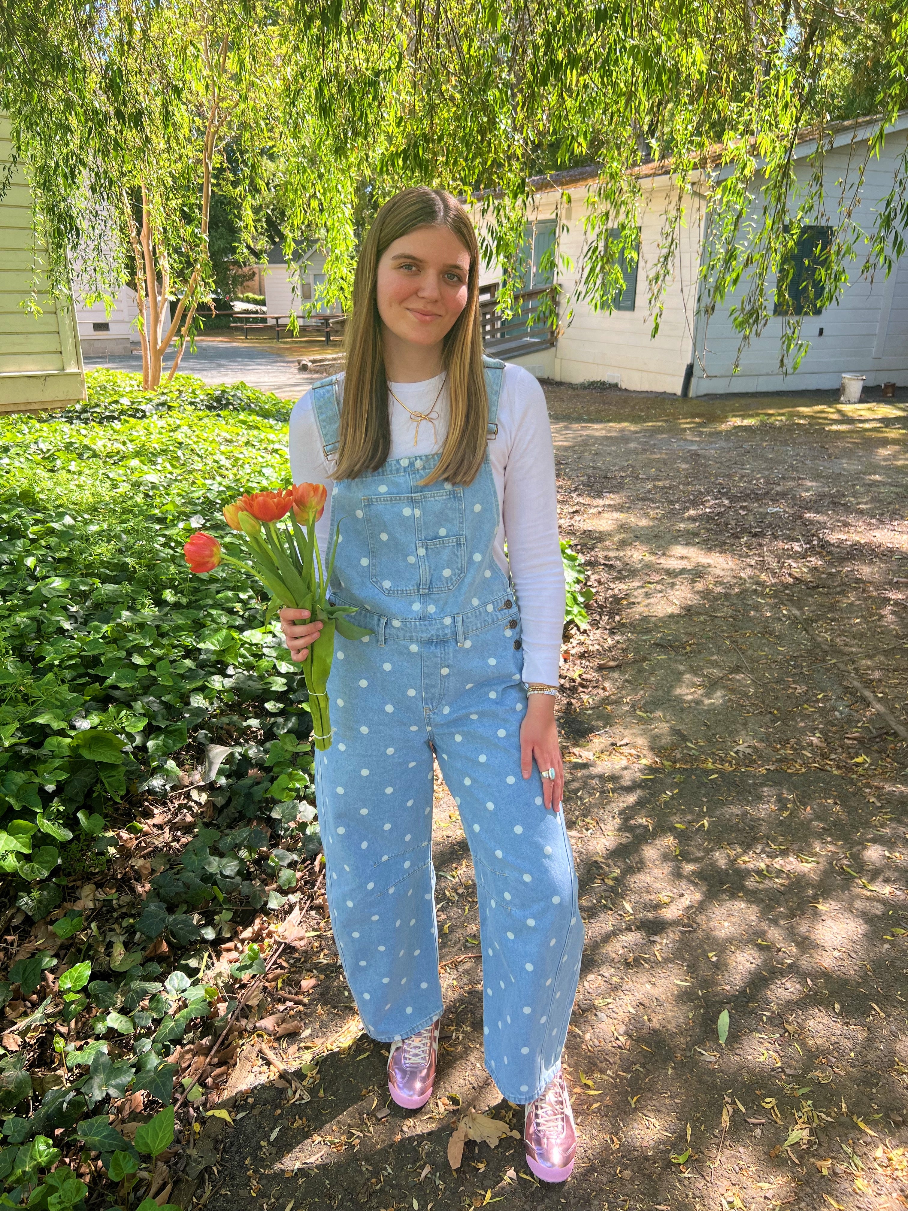 Sunday Stroll Polka Dot Barrel Overalls
