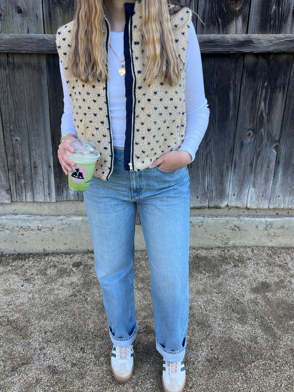 Morning Brew Heart Sherpa Vest