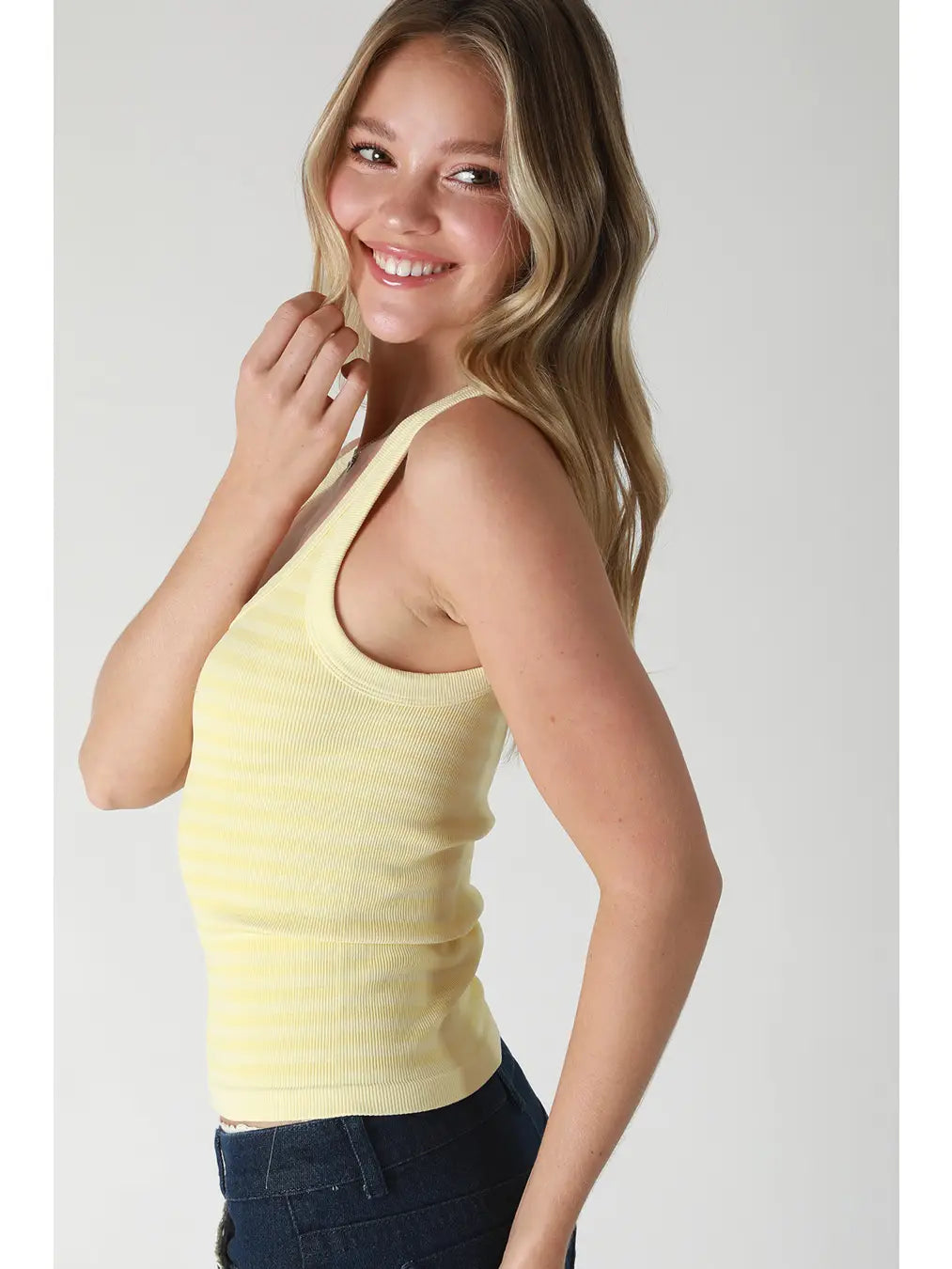Striped Banana Yellow Stretchy Tank